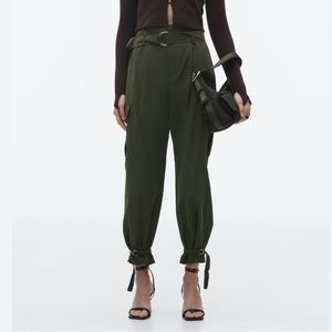 Zara cargo pants with belt brand new dark green
